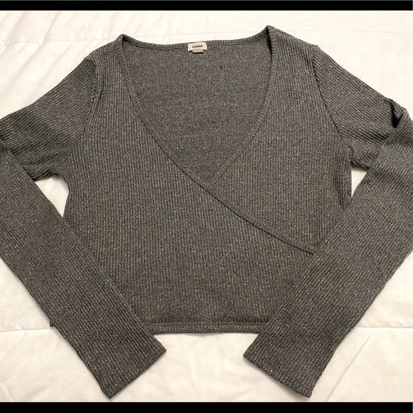 Gray Lounge Wrap Sweater - Picture 2 of 2